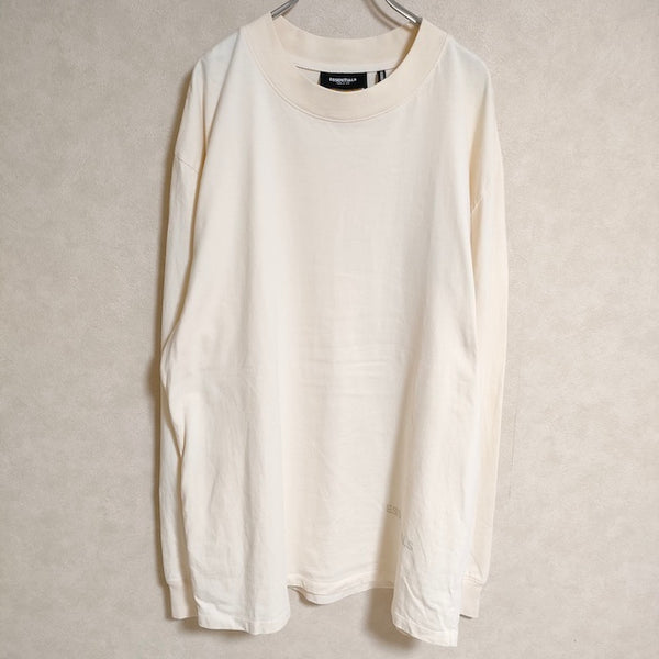 FEAR OF GOD ESSENTIALS バックプリント コットン サイズL 長袖Ｔシャツ カットソー ロンＴ アイボリー メンズ フィアオブゴッド【中古】4-0624M△