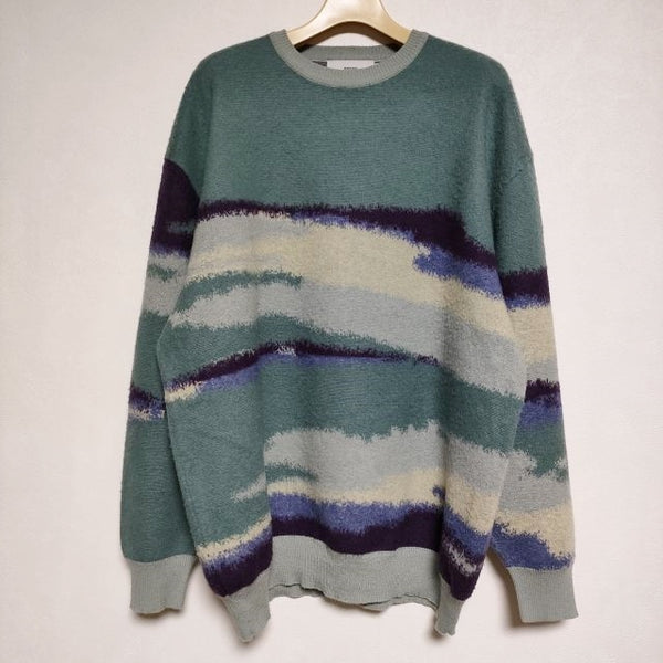 Graphpaper Jacquard Crew Neck Knit GU223-80281 定価41800円 セーター ニット ライトグリーン メンズ グラフペーパー【中古】4-0902T∞