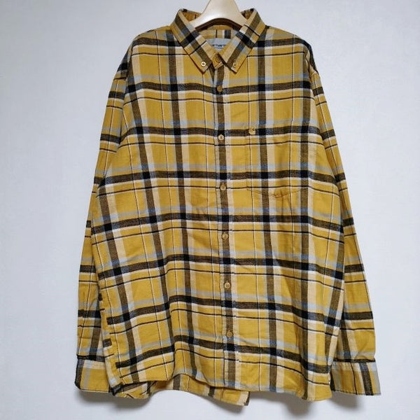 Carhartt L/S Swenson Shirt ボタンダウンチェック ネル 長袖シャツ イエロー メンズ カーハート【中古】4-1225T∞