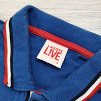 LACOSTE 鹿の子 サイズ3 コットン ポロシャツ ブルー メンズ ラコステ【中古】4-0801S◎