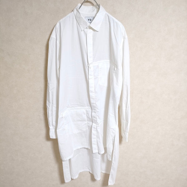 Y-3 CLASSIC LONG BACK STEP SHIRT ジップシャツ 定価30800円 長袖シャツ オフホワイト メンズ ワイスリー/Yohji【中古】4-0901M△