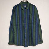 patagonia オーガニックコットン 53836F5 ストライプ S 長袖シャツ グリーン ネイビー メンズ パタゴニア【中古】4-1026M∞