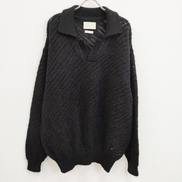 YOKE 新品 SILK MOHAIR PULLOVER SWEATER YK24SS0671S 定価44000円 3 シルクモヘヤ ニット ブラック メンズ ヨーク【中古】4-0814T♪