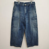 Graphpaper 新品 Selvage Denim Cargo Pants(DARK FADE) GM233-40182DB 定価37400円 1 デニムパンツ ブルー グラフペーパー【中古】4-0818G♪