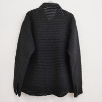 AURALEE 新品 HAND CROCHET WOOL KNIT SHIRTS A23AC01KB 定価104500円 3 カーディガン 23AW ブラック メンズ オーラリー【中古】4-0814T♪