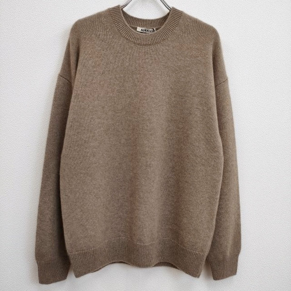 AURALEE 新品 BABY CASHMERE KNIT P/O A23AP03BC 定価66000円 3 カシミヤクルーネックニット 23AW ベージュ メンズ オーラリー【中古】4-0814T♪