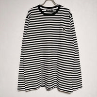 WIND AND SEA WDS (sail-boat) BORDER L/S T-SHIRT ボーダー 長袖Ｔシャツ カットソー ロンＴ ブラック ホワイト メンズ ウィンダンシー【中古】4-1026M∞