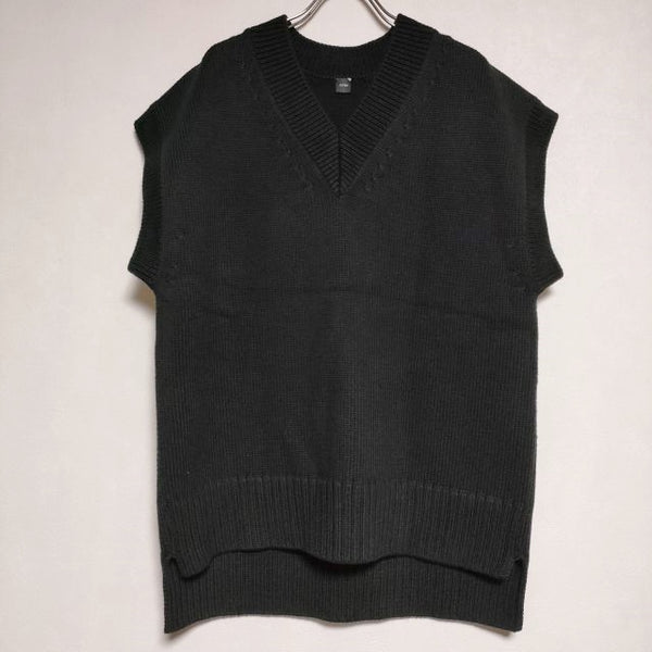 ATON/UNITED ARROWS 別注 CO/CA コットンカシミヤ ニット ベスト ブラック レディース エイトン/ユナイテッドアローズ【中古】4-1007M∞