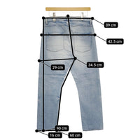 bukht B-31805 BASIC 5P SLIM DENIM PANTS USED加工スリムセルビッチ サイズ1/M デニムパンツ ライトブルー メンズ ブフト【中古】5-0405G♪