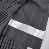 Graphpaper 新品 Wide Stripe Wool Pleated Skirt GL201-40009 00 定価74800円 ロングスカート グレー グラフペーパー【中古】4-1003T♪