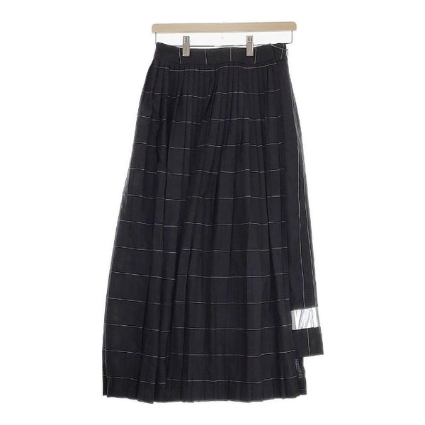 Graphpaper 新品 Wide Stripe Wool Pleated Skirt GL201-40009 00 定価74800円 ロングスカート ブラック グラフペーパー【中古】4-1003T♪