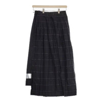 Graphpaper 新品 Wide Stripe Wool Pleated Skirt GL201-40009 00 定価74800円 ロングスカート ブラック グラフペーパー【中古】4-1003T♪