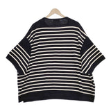 is-ness SHORT SLEEVE BASQUE SHIRT  定価18700円 1003SC03-2 半袖 セーター ニット ブラック ホワイト メンズ イズネス【中古】5-0312S∞