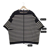 is-ness SHORT SLEEVE BASQUE SHIRT  定価18700円 1003SC03-2 半袖 セーター ニット ブラック ホワイト メンズ イズネス【中古】5-0312S∞