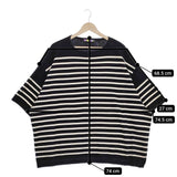 is-ness SHORT SLEEVE BASQUE SHIRT  定価18700円 1003SC03-2 半袖 セーター ニット ブラック ホワイト メンズ イズネス【中古】5-0312S∞