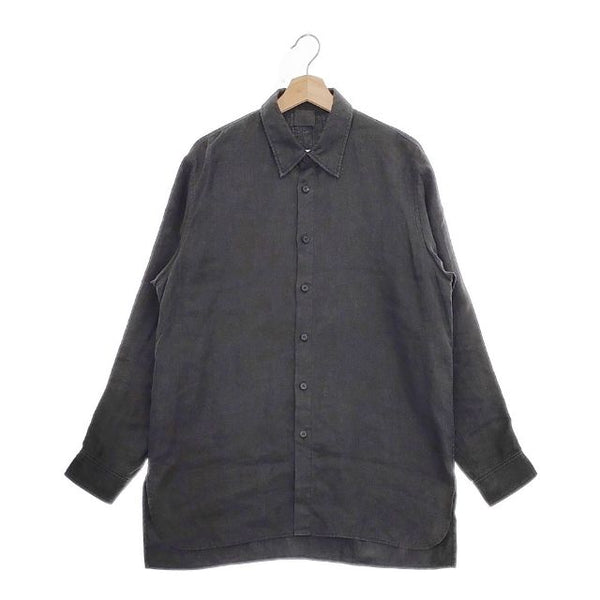 山内 ヘンプバンドカラーシャツ 定価46200円 21142-D 長袖シャツ ブラック メンズ 山内【中古】5-0226M∞