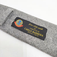 CARLO BARBERA ヘリンボーン ウールカシミヤ ネクタイ グレー メンズ カルロバルベラ【中古】5-0108T◎