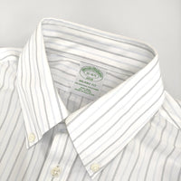 Brooks Brothers MILANO FIT ボタンダウンシャツ ストライプ コットン 長袖シャツ ホワイト メンズ ブルックスブラザーズ【中古】4-1204M△