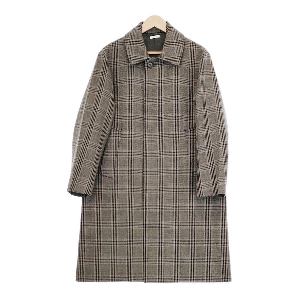 LENO STAND FALL COLLAR COAT グレンチェック ウール 定価82500円 サイズ1 ステンカラーコート ベージュ ブラック メンズ リノ【中古】4-1107T◆ LENO STAND FALL COLLAR COAT グレンチェック ウール 定価82500円