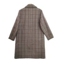 LENO STAND FALL COLLAR COAT グレンチェック ウール 定価82500円 サイズ1 ステンカラーコート ベージュ ブラック メンズ リノ【中古】4-1107T◆