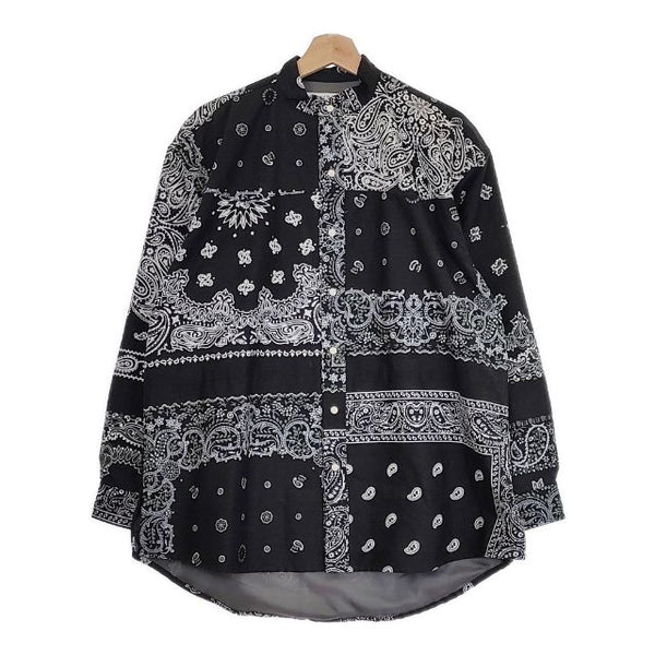 Children of the discordance 新品 BANDANA PATCHWORK SHIRT 古着 リメイク シャツ ブラック チルドレンオブザディスコーダンス【中古】4-1006M♪