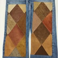 Children of the discordance 新品 LEATHER PATCHWORK DENIM デニムパンツ ブルー ブラウン チルドレンオブザディスコーダンス【中古】4-1029T♪