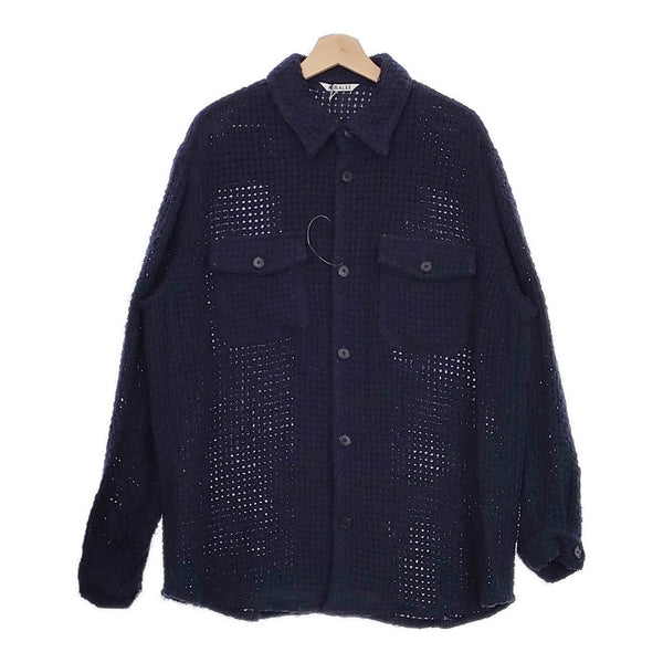 AURALEE 新品 HOMESPUN SUMMER TWEED MESH SHIRT A24SS01HM 5 定価154000円 長袖シャツ 24SS ネイビー メンズ オーラリー【中古】4-1011T♪