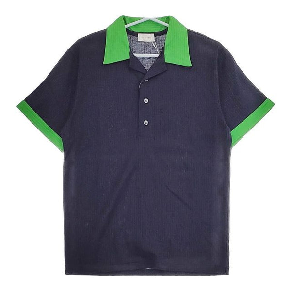 LITTLEBIG 新品 Open Collared Polo LB211-SH02 定価22000円 46 ポロシャツ ネイビー グリーン メンズ リトルビッグ【中古】5-0416S∞