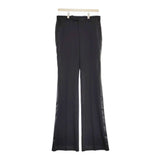 LITTLEBIG 新品 Flare Side Line Trousers LB211-PT05 サイズ46 定価44000円 ウール パンツ ブラック メンズ リトルビッグ【中古】4-1014T♪