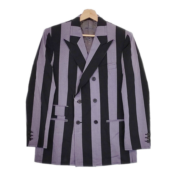 LITTLEBIG 新品 Stripe 6B Double Breasted Jacket 46 定価92400円 テーラードジャケット パープル ブラック リトルビッグ【中古】4-1014T♪