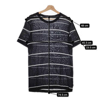 SUGARHILL 新品 STRIPED KNIT TEE 21SSKN01 サイズL 定価25300円 ニット半袖Ｔシャツ カットソー ブラック メンズ シュガーヒル【中古】4-1014S♪