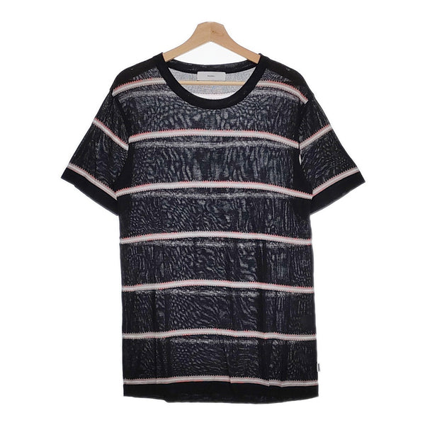 SUGARHILL 新品 STRIPED KNIT TEE 21SSKN01 サイズL 定価25300円 ニット半袖Ｔシャツ カットソー ブラック メンズ シュガーヒル【中古】4-1014S♪