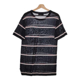 SUGARHILL 新品 STRIPED KNIT TEE 21SSKN01 サイズL 定価25300円 ニット半袖Ｔシャツ カットソー ブラック メンズ シュガーヒル【中古】4-1014S♪