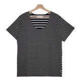 SUGARHILL 20AWTEE02 サイズ2 ボーダー Uネック 半袖Ｔシャツ カットソー ブラック ホワイト メンズ シュガーヒル【中古】4-1014S♪