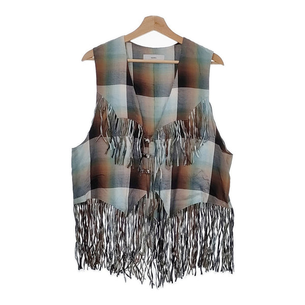 SUGARHILL 新品 OMBRE PANAMA FRINGE VEST 21SSSH07 サイズM 定価58300円 ベスト グリーン ブラウン メンズ シュガーヒル【中古】4-1014M♪
