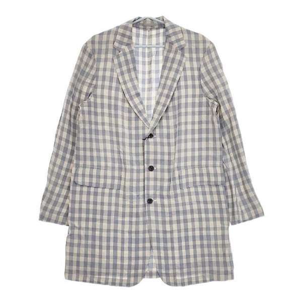 Scye 新品 ギンガムチェックチェスターコート 1121-41026 定価73700円 コート ブルー アイボリー メンズ サイ【中古】5-0416M∞