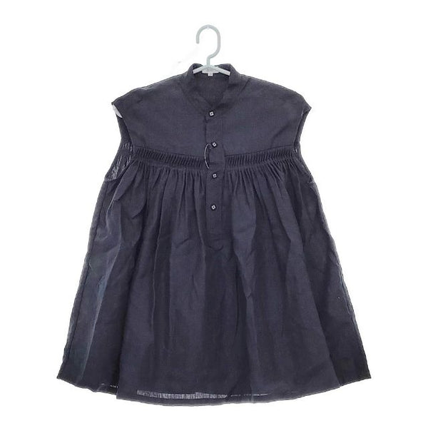 Scye Linen Pintucked Sleeveless Shirt リネンタックブラウス 定価35200円 ノースリーブ ブラウス シャツ ネイビー レディース サイ【中古】5-0507S∞
