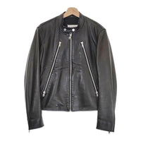 MAISON MARGIELA 5-ZIP LEATHER JACKET ラムレザー 八の字 ハの字  ライダースジャケット ブラック メンズ メゾンマルジェラ【中古】4-1014T♪