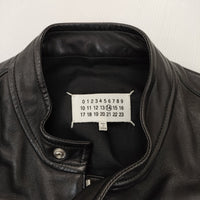 MAISON MARGIELA 5-ZIP LEATHER JACKET ラムレザー 八の字 ハの字  ライダースジャケット ブラック メンズ メゾンマルジェラ【中古】4-1014T♪