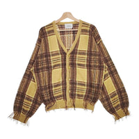 Iroquois 新品 279204 WARP THREAD CHECK KNIT CARDIGAN サイズ2 定価53900円 カーディガン キャメル ブラウン メンズ イロコイ【中古】4-1103T♪