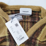 Iroquois 新品 279204 WARP THREAD CHECK KNIT CARDIGAN サイズ2 定価53900円 カーディガン キャメル ブラウン メンズ イロコイ【中古】4-1103T♪