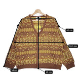 Iroquois 新品 279201 7GAUGE COOGI TUCK KNIT CARDIGAN サイズ2 定価55000円 カーディガン ブラウン イエロー メンズ イロコイ【中古】4-1103T♪