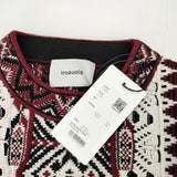 Iroquois 新品 279200 7GG COOGI TUCK KNIT サイズ2 定価52800円 セーター ニット ホワイト ワインレッド メンズ イロコイ【中古】4-1103T♪