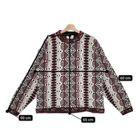 Iroquois 新品 279200 7GG COOGI TUCK KNIT サイズ2 定価52800円 セーター ニット ホワイト ワインレッド メンズ イロコイ【中古】4-1103T♪