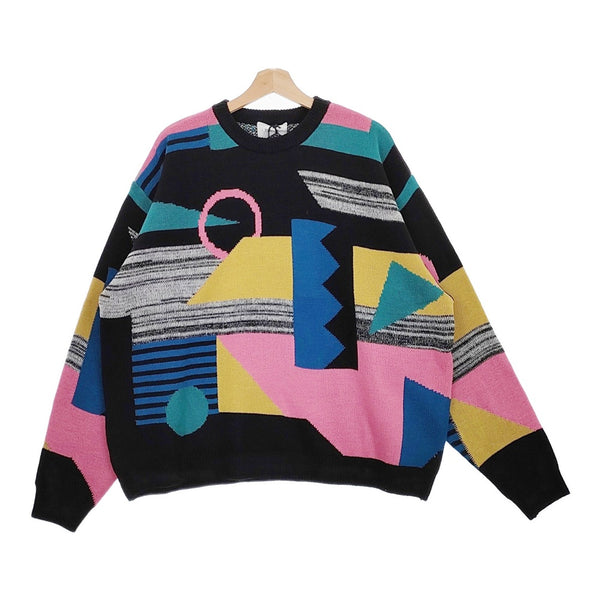 Iroquois 新品 278206 ABSTRACT JQ KNIT サイズ2 マルチカラー 総柄 定価51700円 セーター ニット ブラック メンズ イロコイ【中古】4-1103T♪