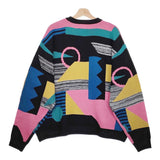 Iroquois 新品 278206 ABSTRACT JQ KNIT サイズ2 マルチカラー 総柄 定価51700円 セーター ニット ブラック メンズ イロコイ【中古】4-1103T♪