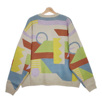 Iroquois 未使用品 278206 ABSTRACT JQ KNIT サイズ2 マルチカラー 総柄 定価51700円 セーター ニット グレー メンズ イロコイ【中古】4-1103T♪