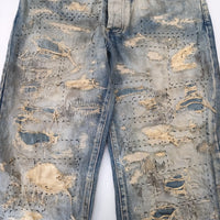 varde77 新品 SPECIAL DAMAGE&REPAIR DENIM PANTS 定価82280円 デニムパンツ ライトブルー メンズ バルデセブンティセブン【中古】4-1118G♪