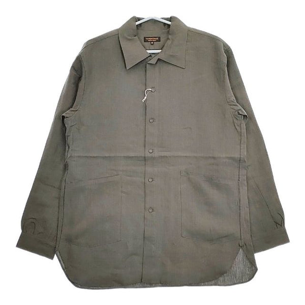 A VONTADE 新品 Gardener Shirt Jacket 定価24200円 VTD-03111-SH リネン サイズM 長袖シャツ カーキ メンズ アボンタージ【中古】5-0426M∞