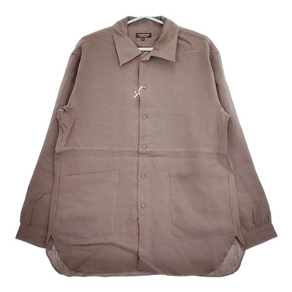A VONTADE 新品 Gardener Shirt Jacket 定価24200円 VTD-03111-SH リネン サイズL 長袖シャツ ブラウン メンズ アボンタージ【中古】5-0426M∞